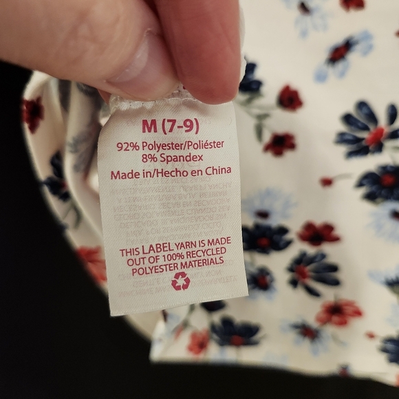 Red Blue Floral Babydoll Top Size M‎ Retro Y2K Coquette Americana Girlhoodcore - Picture 7 of 9